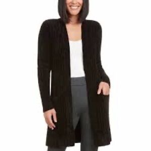Women's Black Open-Front Sweater